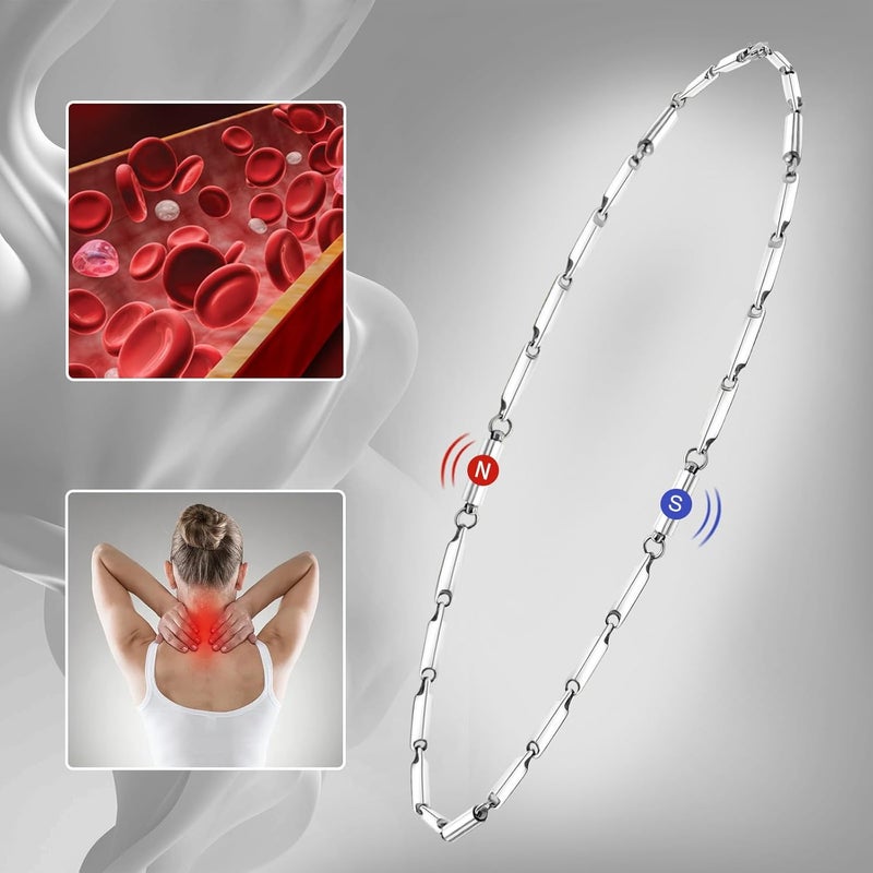 JEROOT Titanium Steel Magnetic Necklace for Women Men Unisex, 6 Ultra Strength Column Magnetic Necklace for Neck Shoulder and Back, Necklace with Jewelry Gift Box - Image 3